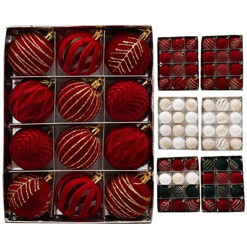 12 bolas de Navidad rojo vino de 6 cm