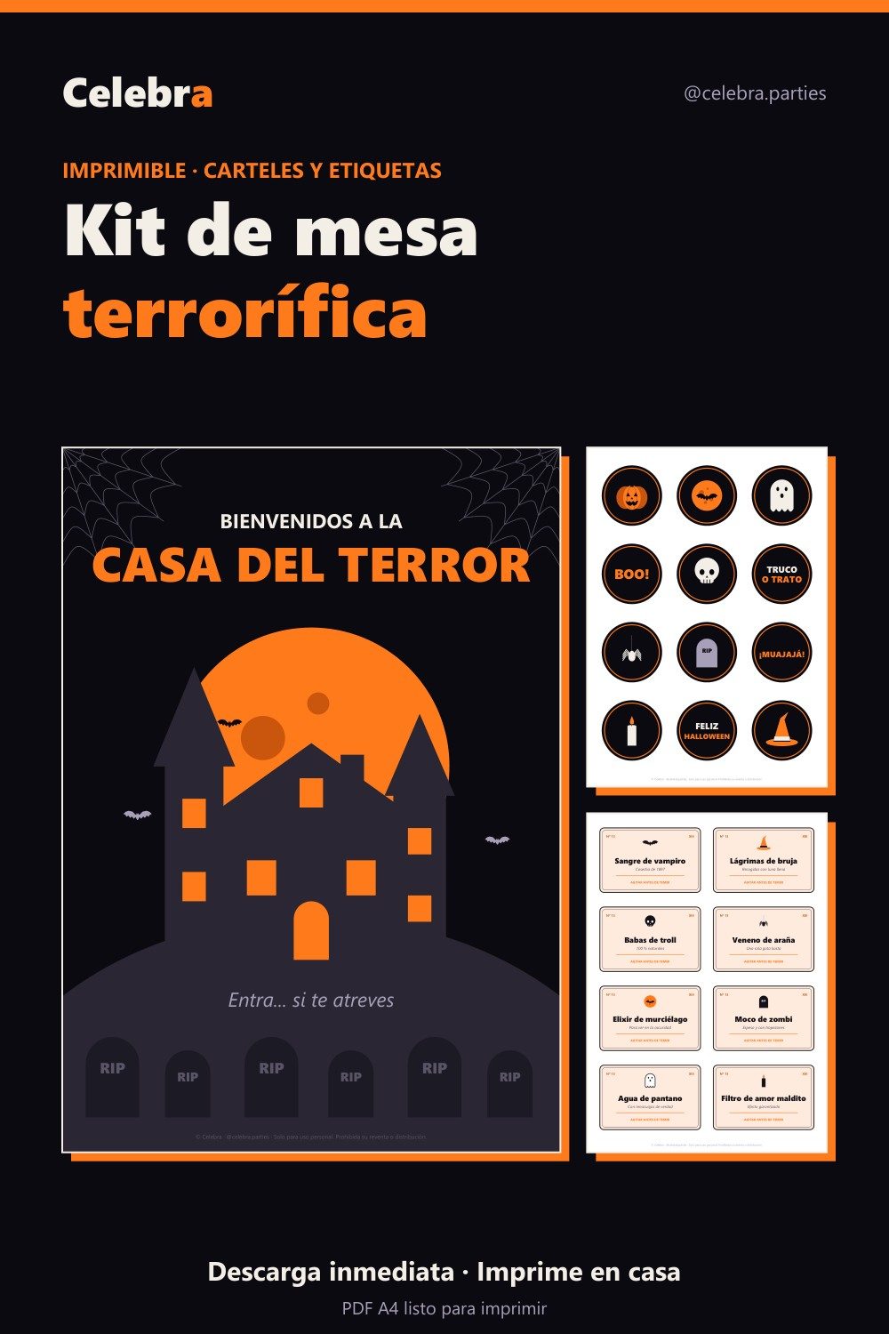 Kit de mesa terrorífica para imprimir