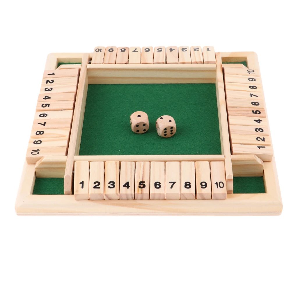 Juego de dados «Cierra la caja» de madera, para 4 jugadores